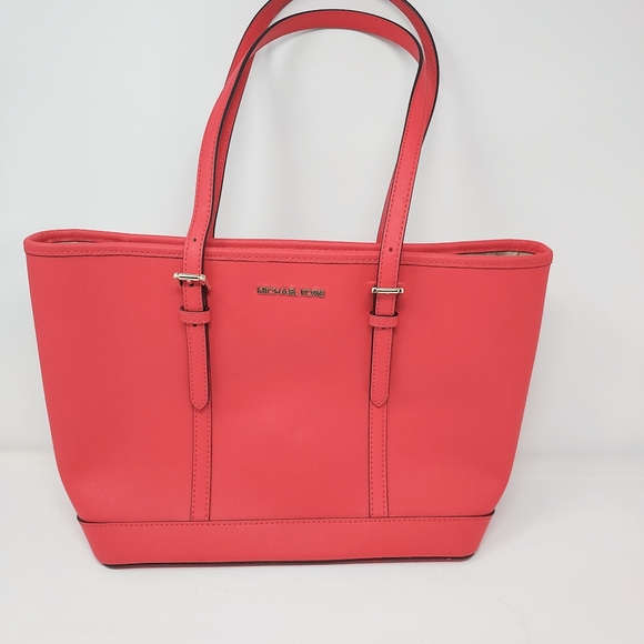 NEW Michael Kors Red Orange Large Tote Purse - Picture 1 of 11